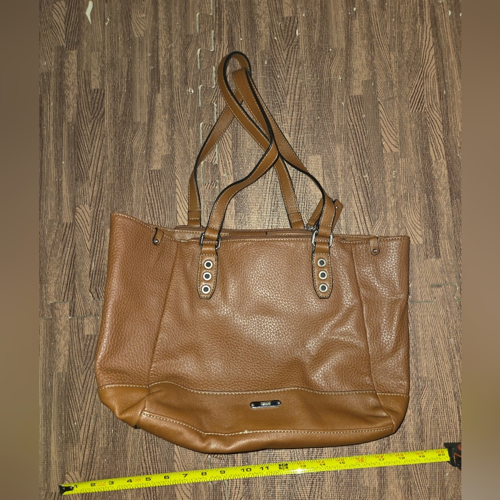 CHAPS Elegant Brown Leather Tote Bag